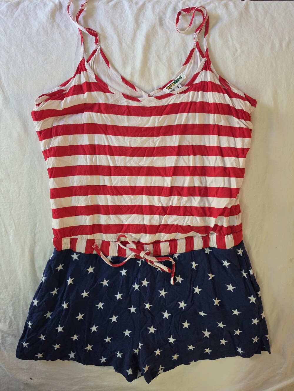 Tipsy Elves Patriotic USA Flag Star Stripe Romper M